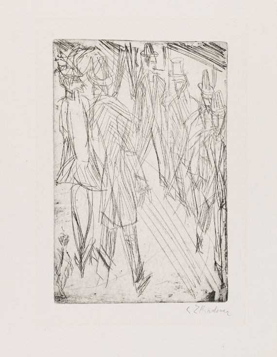 Ernst Ludwig Kirchner - Straßenszene mit Hündchen - Die Vorübergehenden