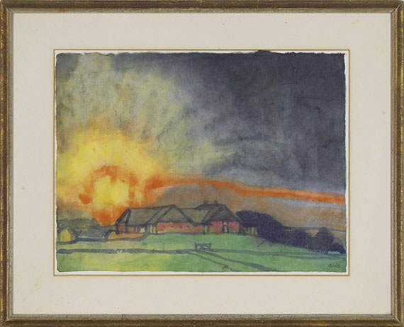 Emil Nolde - Sonnenaufgang über Hof Seebüll - Image du cadre