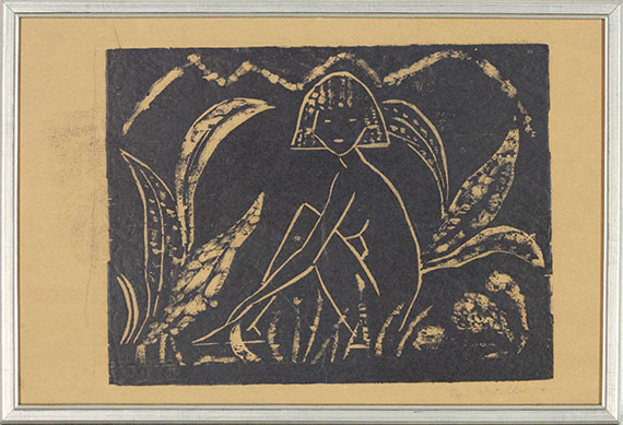 Otto Mueller - Mädchen zwischen Blattpflanze - Image du cadre