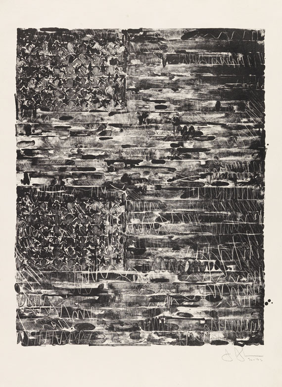 Jasper Johns - Two Flags (Black)