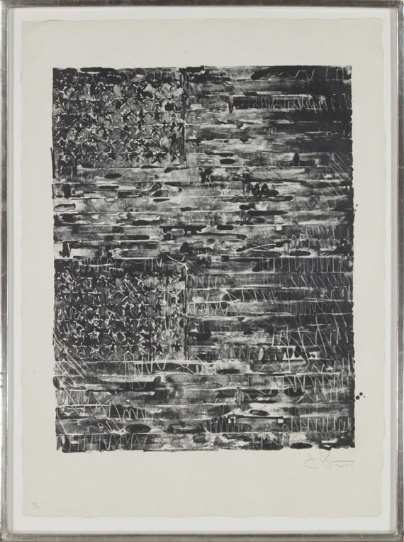 Jasper Johns - Two Flags (Black) - Image du cadre