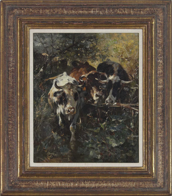 Anton Braith - Kühe in der Waldweide - Image du cadre