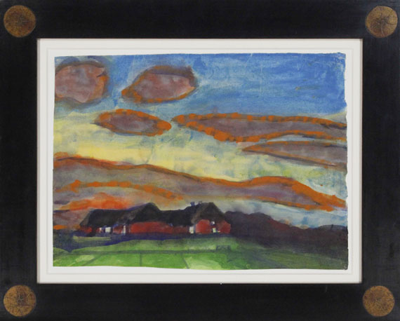 Emil Nolde - Hof Seebüll unter Abendhimmel - Image du cadre