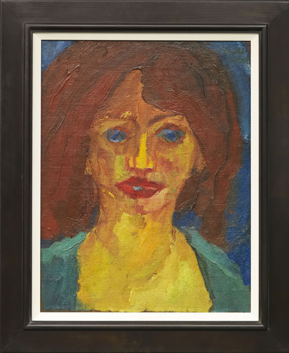 Emil Nolde - Schauspielerin (recto) / Piazza S. Domenico II, Taormina (verso) - Image du cadre