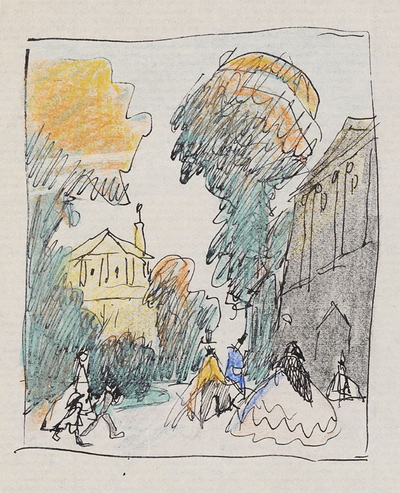 Lyonel Feininger - Street Scene (Feeding Swans)