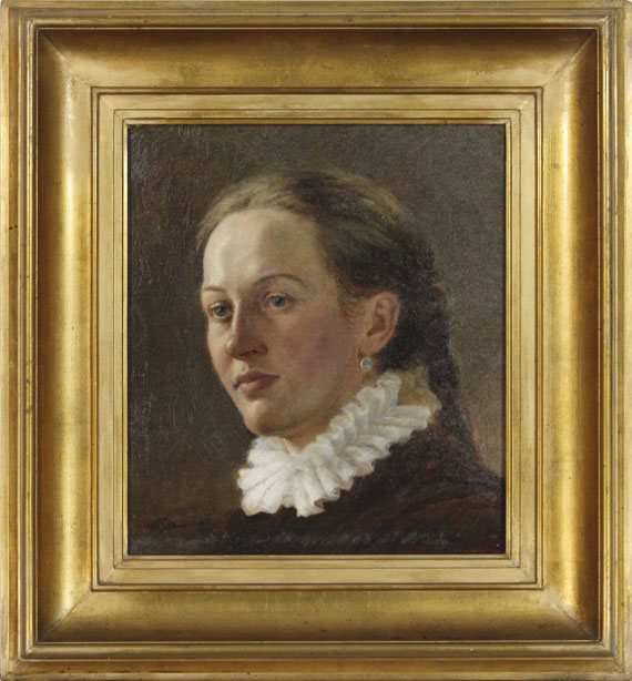 Wilhelm Trübner - Porträt einer jungen Frau - Image du cadre
