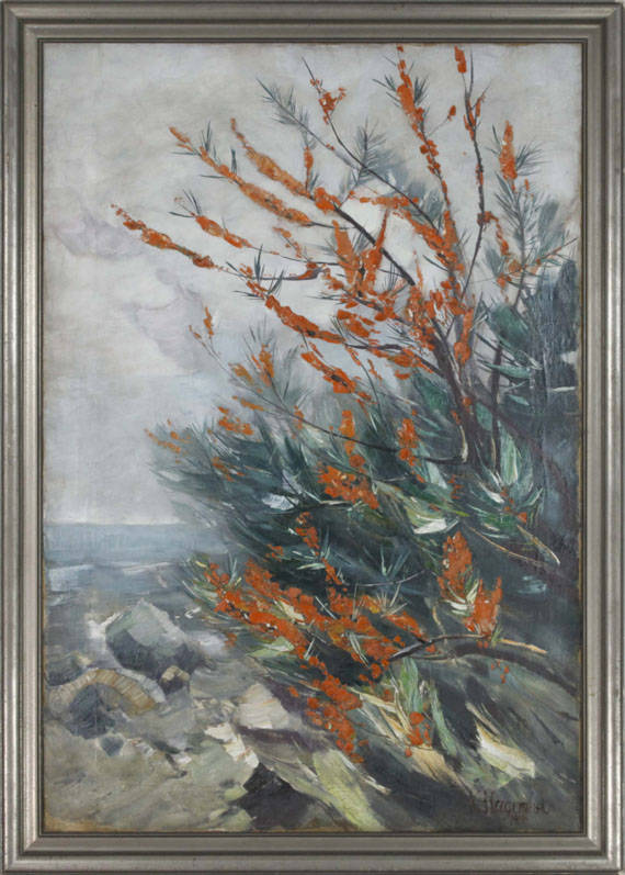 Karl Hagemeister - Sanddornstrauch an der Meeresküste - Image du cadre