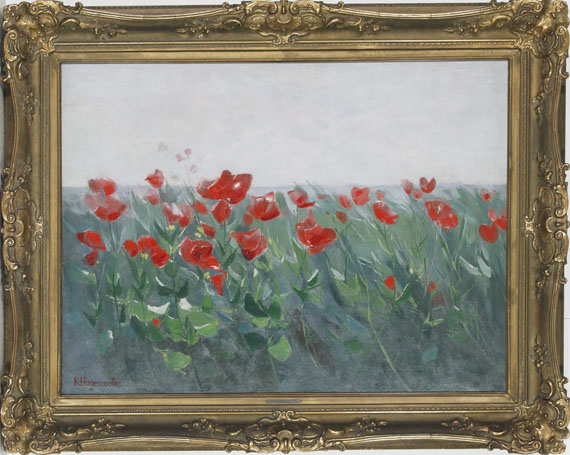 Karl Hagemeister - Roter Mohn am Seeufer - Image du cadre