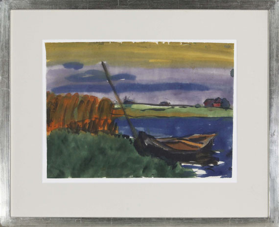 Emil Nolde - Marschlandschaft mit Fischerboot - Image du cadre