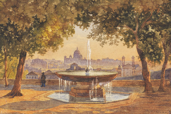 Corrodi - Blick über Rom vom Brunnen der Villa Medici
