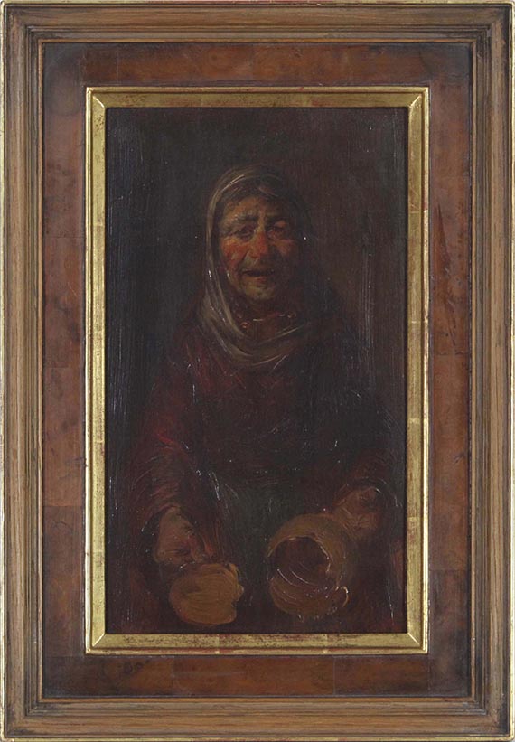 Wilhelm Busch - Alte Frau mit zerbrochenem Krug - Image du cadre