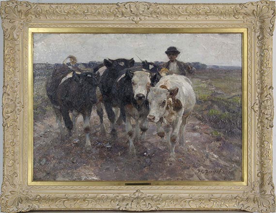 Heinrich von Zügel - Hirte mit Jungrindern - Image du cadre