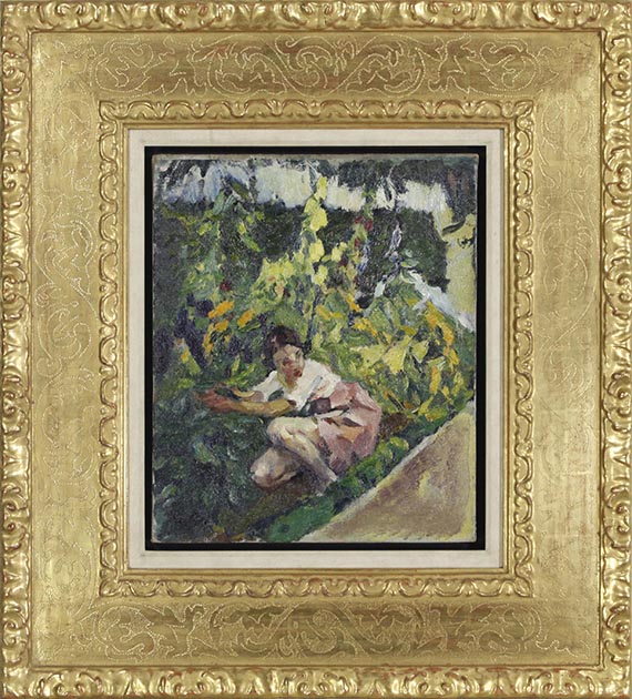 Leo Putz - Toni im Blumenbeet - Image du cadre