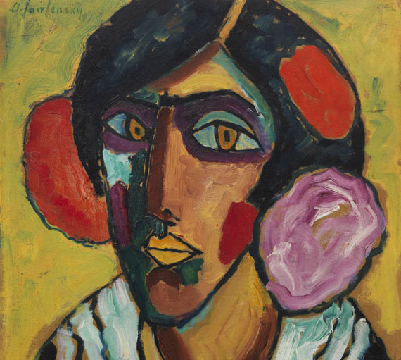 Alexej von Jawlensky - Frauenkopf mit Blumen im Haar - Autre image