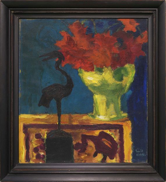 Emil Nolde - Vogel und Georginen - Image du cadre