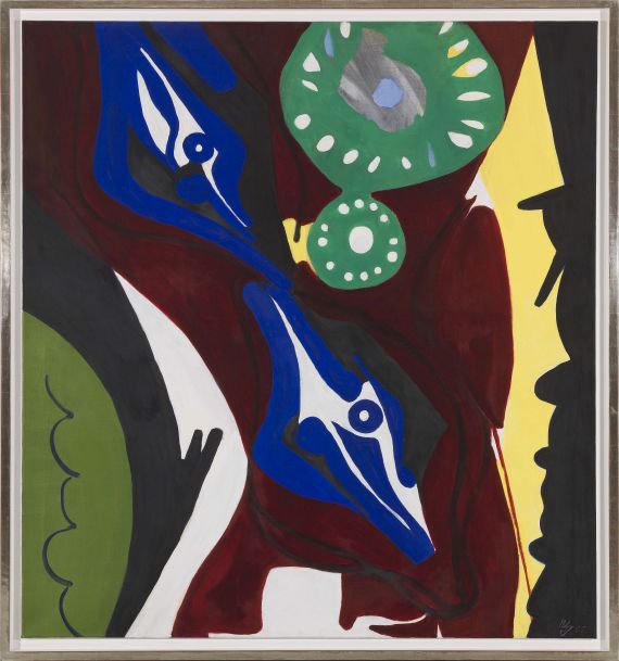 Ernst Wilhelm Nay - Die Uhr (Krapplack, Blau und Grün) - Image du cadre