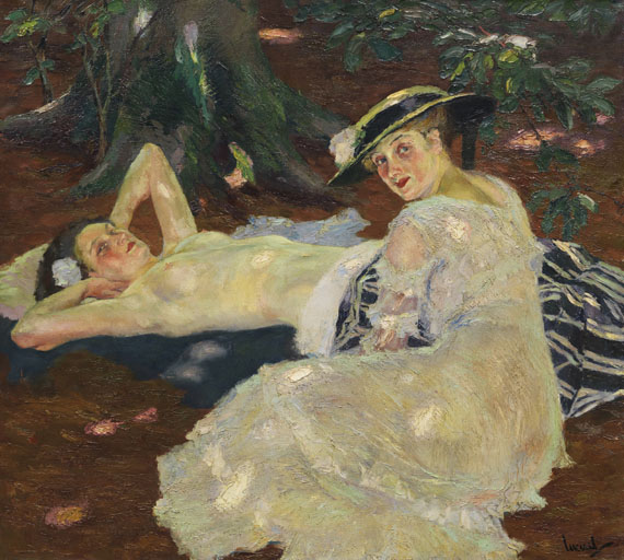 Edward Cucuel - Heißer Tag (Zwei Damen unter Bäumen)