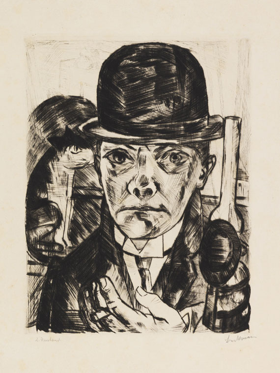 Max Beckmann - Selbstbildnis mit steifem Hut