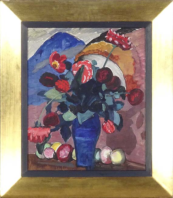 Gabriele Münter - Blumen in blauer Vase - Image du cadre