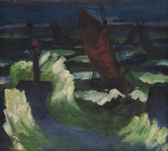 Hermann Max Pechstein - In der Hängematte/Boote auf der Ostsee (Rückseite) - Autre image