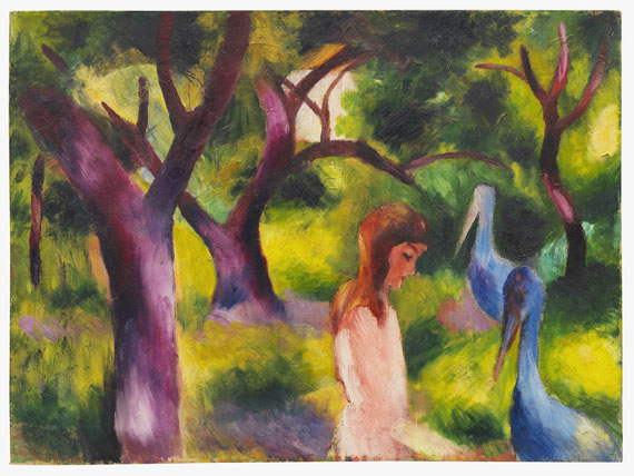 August Macke - Mädchen mit blauen Vögeln (Kind mit blauen Vögeln)