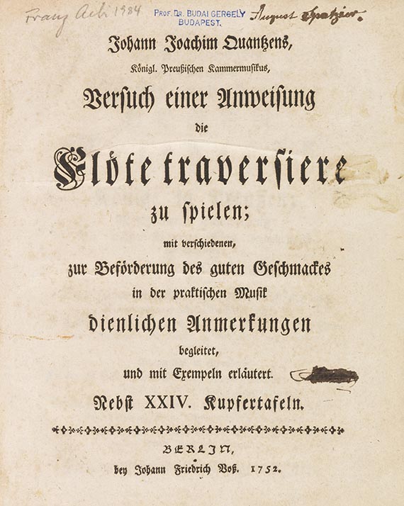 Johann Joachim Quantz - Versuch einer Anweisung die Flöte traversiere zu spielen - Autre image