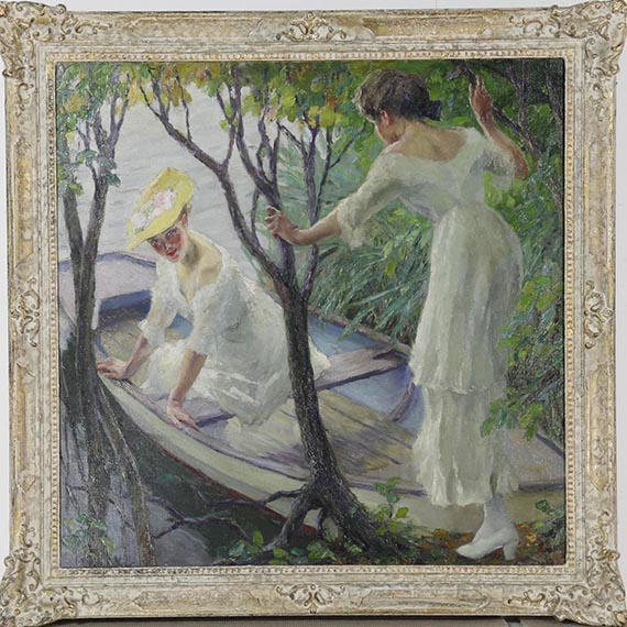 Edward Cucuel - Zwei Damen im Kahn - Image du cadre