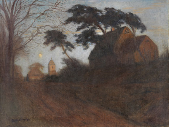 Otto Modersohn - Eingang von Worpswede (Abend in Worpswede mit der alten Schmiede von Struß)