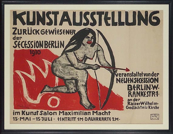 Hermann Max Pechstein - Plakat: Kunstausstellung Zurückgewiesener der Secession Berlin - Image du cadre
