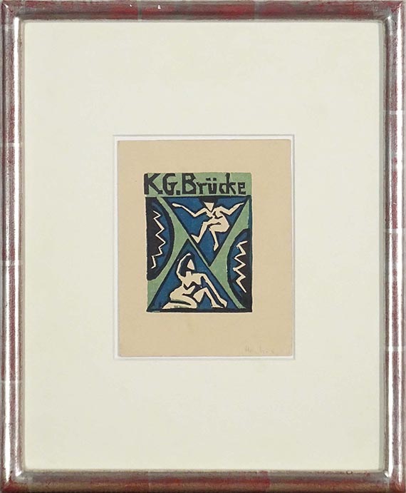 Erich Heckel - Einladung zur Ausstellung K.G. "Brücke" in der Galerie Fritz Gurlitt, Berlin - Image du cadre
