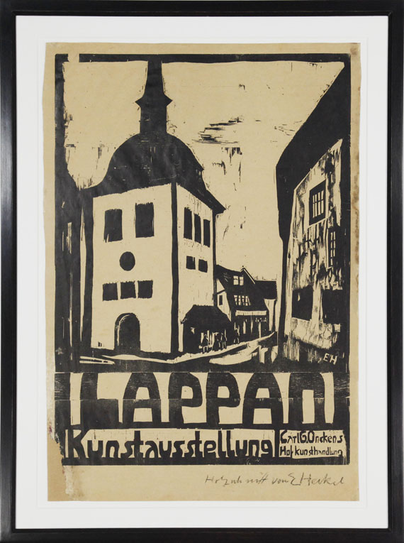 Erich Heckel - Plakat der Eröffnung der Hofkunsthandlung C. G. Oncken in Lappan, Oldenburg - Image du cadre