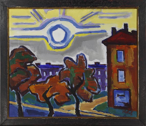 Karl Schmidt-Rottluff - Sonne über Häusern - Image du cadre