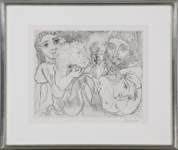 Pablo Picasso - Marie-Thérèse rêvant de métamorphoses (Minotaure, buveur et femmes) - Image du cadre