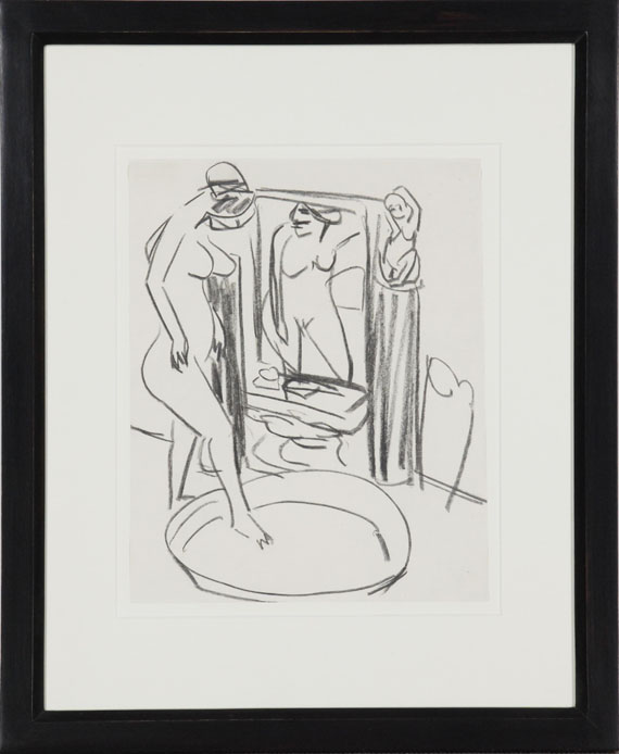 Ernst Ludwig Kirchner - Akt vor Spiegel, in Tub steigend - Image du cadre