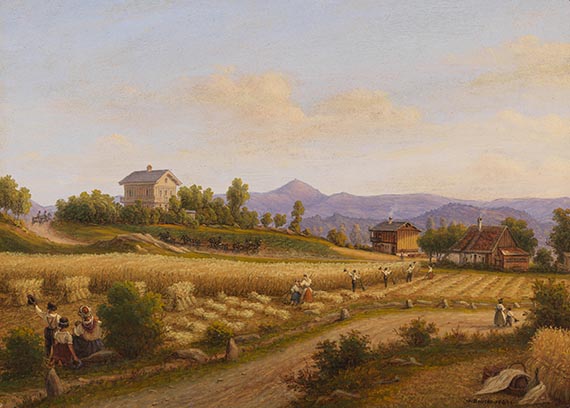 Wilhelm Brücke - Sommerliche Landschaft mit Kornernte