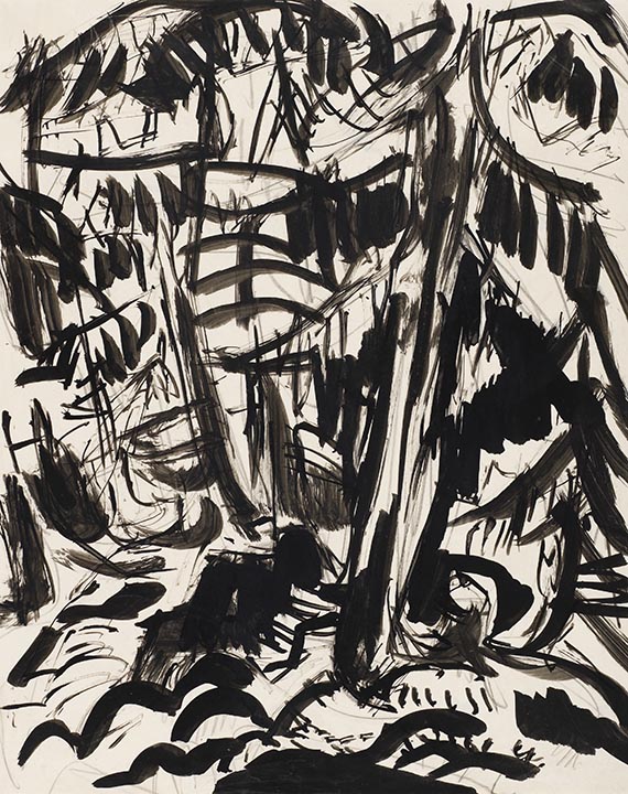Ernst Ludwig Kirchner - Waldstück am Bach im Sertigtal