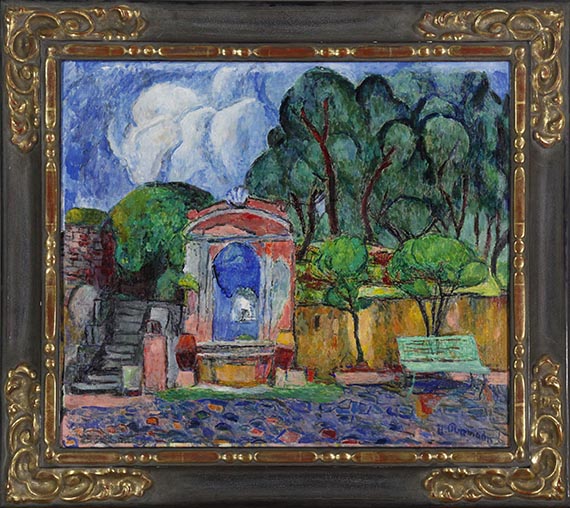 Hans Purrmann - Barockbrunnen im Hof der Villa Le Lagore - Image du cadre