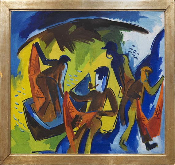 Karl Schmidt-Rottluff - Fischer mit Netzen - Image du cadre