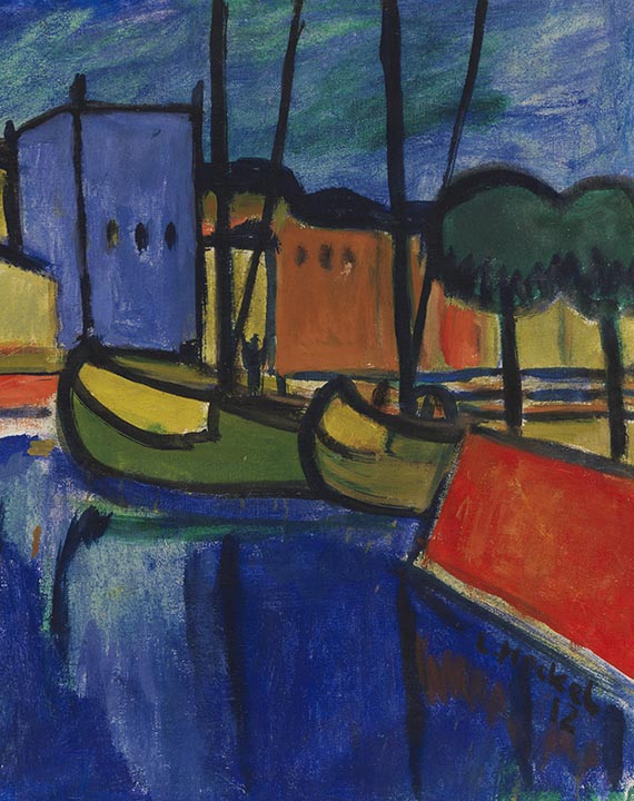 Erich Heckel - Vor gelbem Tuch 1908 / Schiffe im Kanal 1912 - Autre image