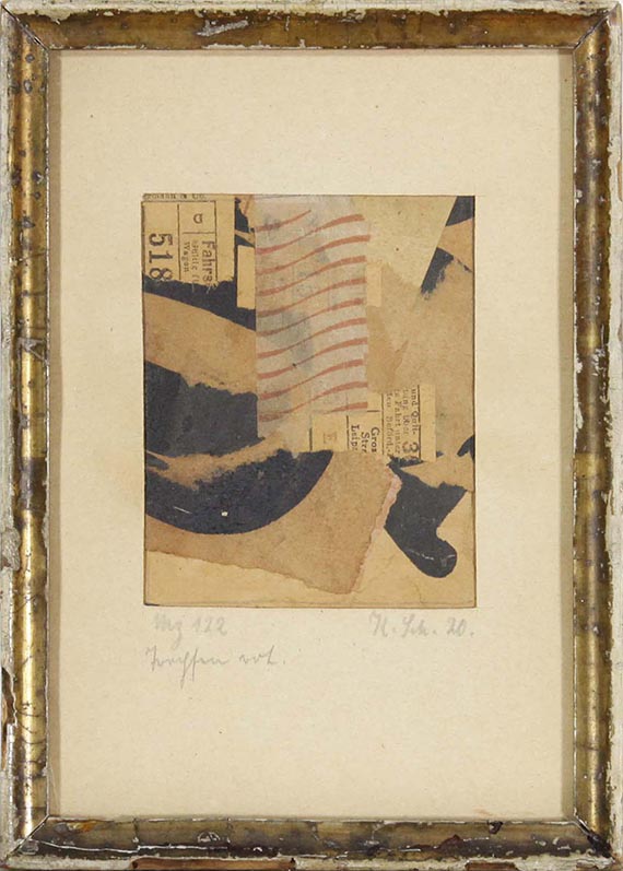 Kurt Schwitters - Mz 122 Tropfen rot. (Merzzeichnung) - Image du cadre