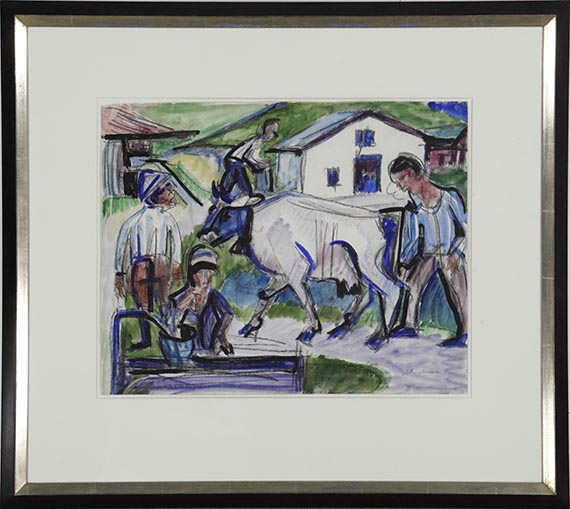 Ernst Ludwig Kirchner - Bauern mit Kuh - Image du cadre