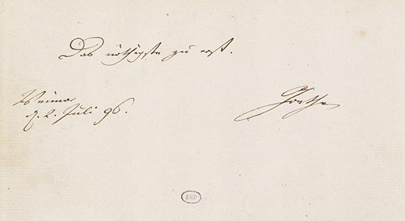 Johann Wolfgang von Goethe - Eigenhändiges Albumblatt m. U.
