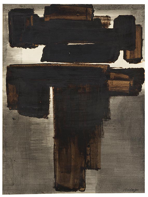 Pierre Soulages - Brou de noix et encre sur papier 66 x 46,5 cm, 1956