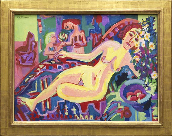 Ernst Ludwig Kirchner - Nacktes Mädchen auf Diwan - Image du cadre
