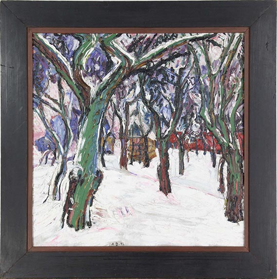 Peter August Böckstiegel - Winterbild mit Bauernhäusern - Image du cadre