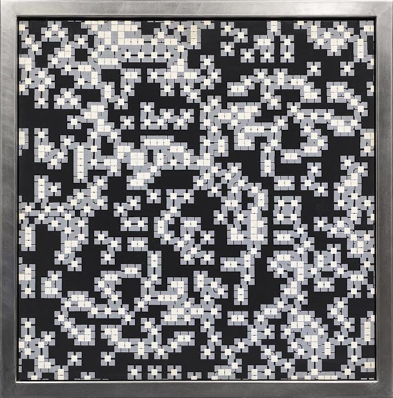 François Morellet - Superposition d'une répartition aléatoire de 20% de carrés - Image du cadre