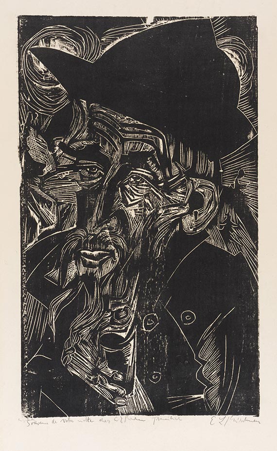 Ernst Ludwig Kirchner - Alter bärtiger Älpler in schwarzem Hut (Kaspar Cadiepolt)