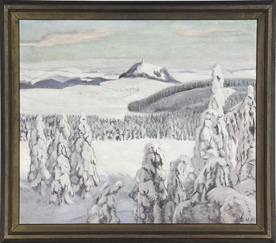 Erich Heckel - Erzgebirgslandschaft (im Winter) - Image du cadre