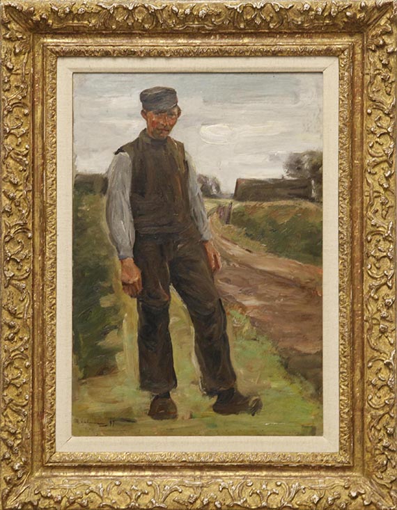 Max Liebermann - Stehender Bauer auf einem Wege - Image du cadre