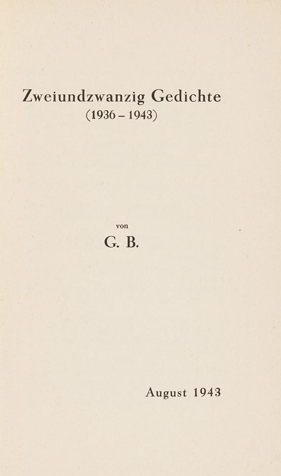 Gottfried Benn - Zweiundzwanzig Gedichte - Autre image